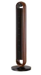 lot 36015 image: Better Homes & Gardens 40 5-Speed Oscillating Tower Fan with Remote Control, 3 Wind Modes, 12H Timer, Walnut & Black (Not Working Properly)- Retail $68