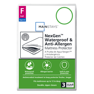 lot 36026 image: Mainstays NexGen Waterproof Anti-Allergen Zippered Mattress Protector  -Full