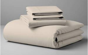 lot 38649 image: Purity Home 3-Piece 100% Cotton Percale Bedsheet Set, Twin Ivory 400 Thread Count, Cool & Crisp, Breathable, Deep Pocket