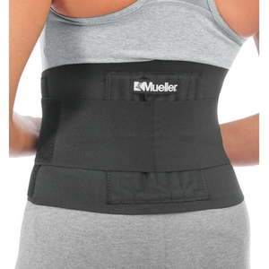 lot 38666 image: Mueller Adjustable Back Brace Black One Size Fits Most ONE SIZE
