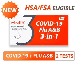 lot 38669 image: iHealth COVID-19 & Flu AB Rapid Antigen Home Test, 2 Tests (USE BY 02192026)