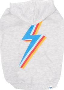 lot 38697 image: Oodles Lightning Bolt Bubble Hem Fall Dog Hoodie, White, Size Medium