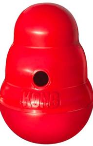 lot 38705 image: KONG Wobbler Food-Dispensing Dog Toy, Red, Small for Dogs Up to 20 lbs