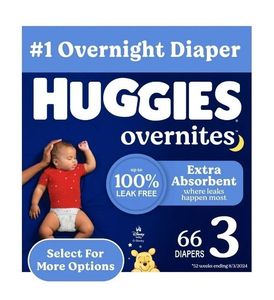 lot 33936 image: Huggies Overnites Nighttime Baby Diapers - Size 3 - 66ct