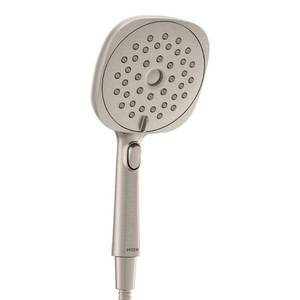 lot 33939 image: Verso Square Magnetix 8-Spray Patterns Wall Mount Handheld Shower Head with 1.75 GPM 5 in. in Spot Resist Brushed Nickel