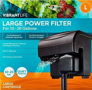 lot 33947 image: Vibrant Life Large Power Filter with Cartridge for 10- to 20-Gallon Fish Aquariums