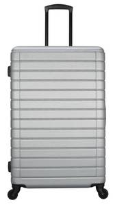 lot 33950 image: Protege Vacationer 24-Inch Checked Expandable Hardside Luggage With 360-Spinner Wheels and Divider Pockets, Silver (See Pics)