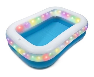 lot 36077 image: Merkury Innovations HGLO 6 ft Inflatable LED Swimming Pool, Multi-Colored Light