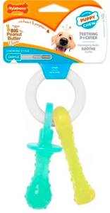 lot 38714 image: Nylabone Puppy Chew Pacifier Dog Toy, Dog Chew Toy, Peanut Butter Flavor, Small, 1 Count