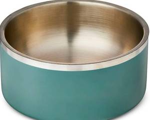 lot 38720 image: Vibrant Life Large Stainless Steel Double Wall Dog Bowl, Green