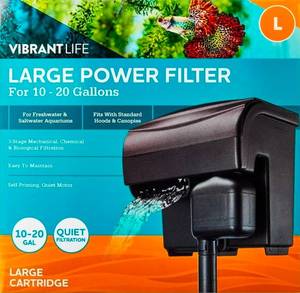 lot 38732 image: Vibrant Life Large Power Filter with Cartridge for 10- to 20-Gallon Fish Aquariums