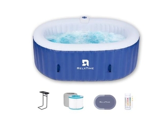 lot 36083 image: RELXTIME Oval Inflatable Hot Tub 2-Person Spa with Digital Control Panel - Retail $409