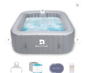 lot 36084 image: Square Inflatable Hot Tub - Classic Grey - Retail $499