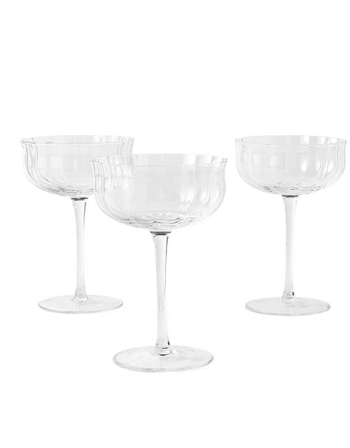 lot 13789 image: The Pioneer Woman Colette 8-Ounce Scalloped CocktailGlasses, Clear, Set of 3