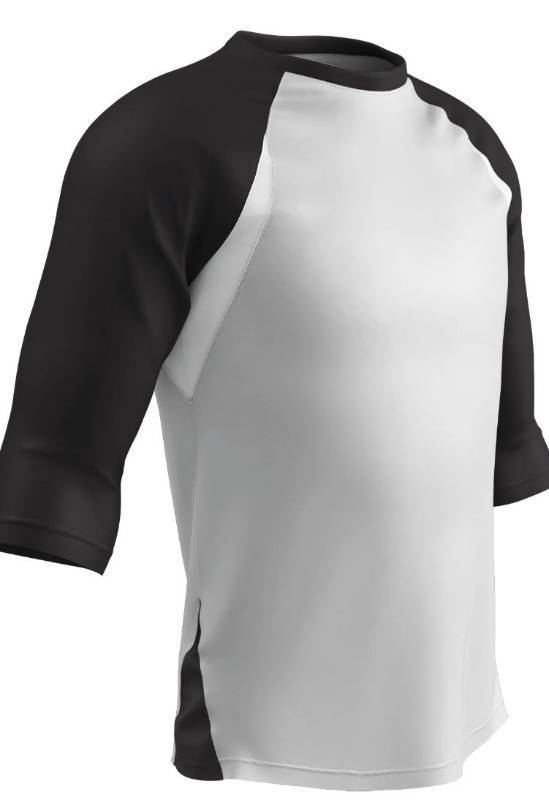 lot 38100 image: Complete Game 34 Sleeve Baseball Shirt, Youth Medium, White with Black Sleeves Medium