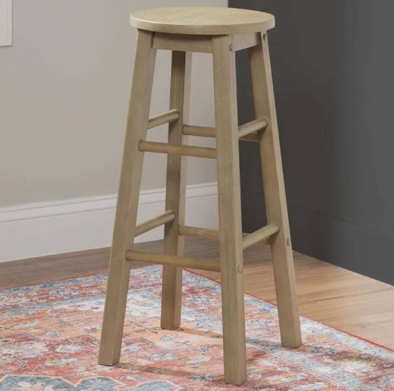 lot 13758 image: Linon Home Decor Round Bar Stool Grey Wash - Retail $54