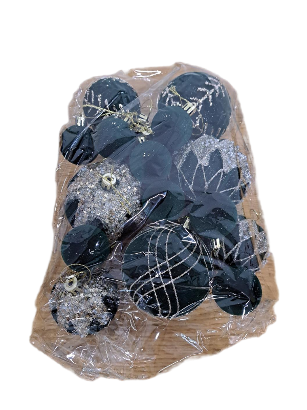 lot 33652 image: 24 Pcs Christmas Tree Decorations Set Include 6.3 Inch Glitter Poinsettia Artificial Flowers Decoration and Flocked Christmas Balls Ornaments for Xmas Wreath DIY Wedding Decoration(Dark Green)