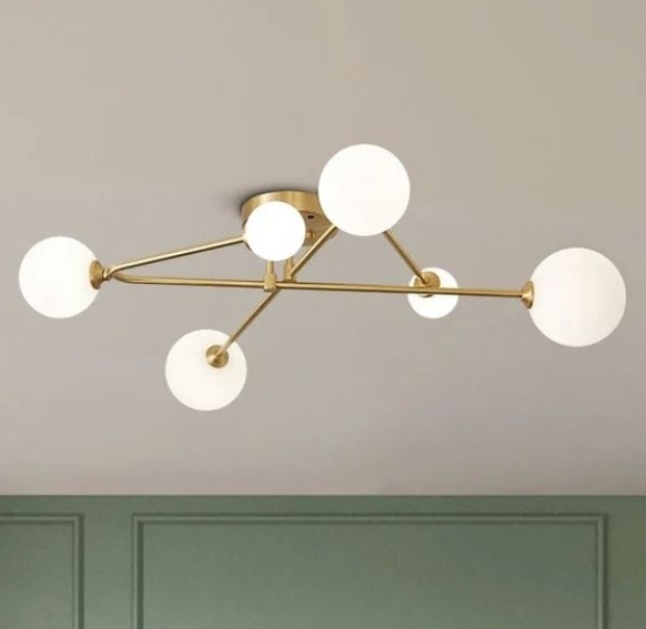 lot 35704 image: 6-Light Sputnik Cross Arm Semi Flush Mount Ceiling Light, Black  - Retail $306