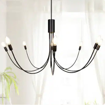 lot 35709 image: Black Tiered Candlestick Chandelier Modern 8-Light Classic Large Dining  - Retail $255