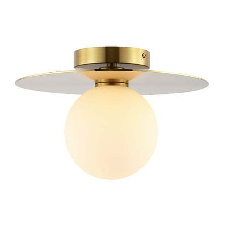 lot 13792 image: SAFAVIEH Finlay 12 in. Modern Painted Gold Iron Mount Light with White Shade