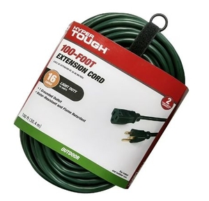 lot 36142 image: Hyper Tough 100FT 16AWG 3 Prong Green Outdoor Extension Cord, Single Outlet, 125V 10A