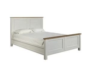 lot 36148 image: Better Homes & Gardens Modern Farmhouse Queen Platform Bed, Alabaster and Light Honey Finish (box 1 of 2)- Retail $248