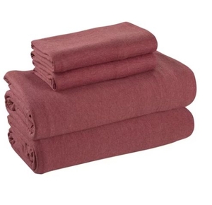 lot 36156 image: Mainstays Cotton Rich Extra Soft Jersey Bed Sheet Set, King, Red Sedona, 4 Pieces