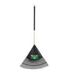lot 37181 image: Expert Gardener 30-inch Wood and Poly Leaf Rake, Lightweight and Durable (One of the Tines is broken off See $5)