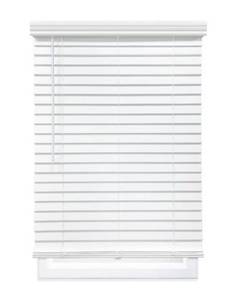 lot 37182 image: Regal Living White Cordless Room Darkening Textured Faux Wood Blinds, 72 W x 64 L