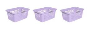 lot 37183 image: 3-Pack Sterilite Large Plastic Laundry Basket with 4 Comfort Grip Handles, Lilac