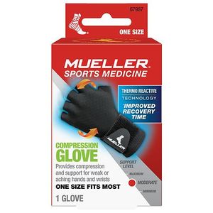lot 38811 image: Mueller Reversible Compression Glove Black One Size Fits Most  Right or Left Hand (SINGLE)