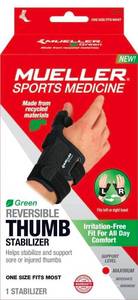 lot 38812 image: Mueller Sports Medicine Green Reversible Thumb Stabilizer, OSFM, Maximum Support, Sustainable, Black
