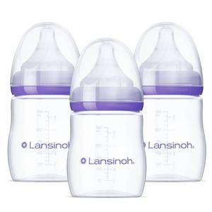 lot 38819 image: Lansinoh Anti-Colic Baby Bottles, BPA-Free Plastic, 5oz, 3pk, Slow Flow Nipples (Size S), Breastfeeding Bottle, NaturalWave Design, Baby Essentials
