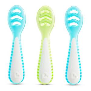 lot 38825 image: Munchkin Gentle Dip Self-Feeding Spoons - BlueMint - 3pk Silicone Material