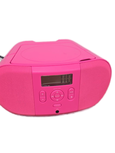 lot 38842 image: onn. Portable CD Boombox with Digital FM Radio Pink