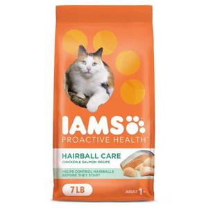 lot 38846 image: IAMS Proactive Health Hairball Care with Chicken & Salmon Adult Premium Dry Cat Food - 7lbs (BEST BY JULY 28, 2027) (SEE DETAIL)