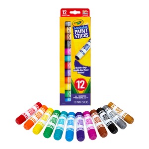 lot 38847 image: Crayola Quick Dry Paint Sticks  12 Ct  Washable Paint Set for Kids  School Supplies for Teachers  Arts and Crafts Supplies  Gift  Ages 3