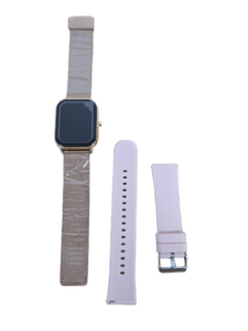 lot 38851 image: Smartwatch with Gold Mesh Band and Extra Pink Silicone Strap