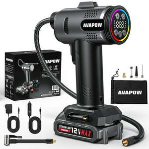 lot 38867 image: AVAPOW T12 Portable Tire Inflator  160 PSI Cordless Dual Power Air Compressor (Missing Parts)