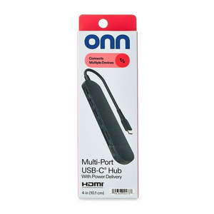 lot 38872 image: onn 7-in-1 USB-C Adapter with 100W USB-C 3.2 Gen. Power Delivery  USB 3.0  4K HDMI SDTF Memory Card Reader 4  Greystone