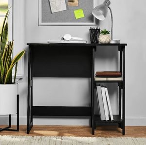 lot 40007 image: Mainstays Quick Assembly Desk, Black Finish (See Details)
