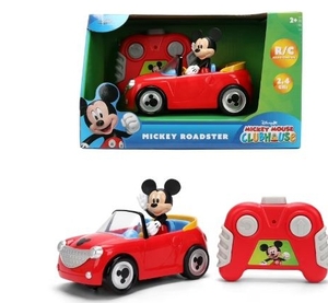 lot 36162 image: Disney Mickey Mouse Roadster RC Car 132 Scale Remote Control Vehicle with Mickey Figure by Jada Toys