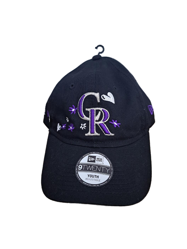 lot 33393 image: New Era 9Twenty Youth Colorado Rockies Flower Adjustable Hat.