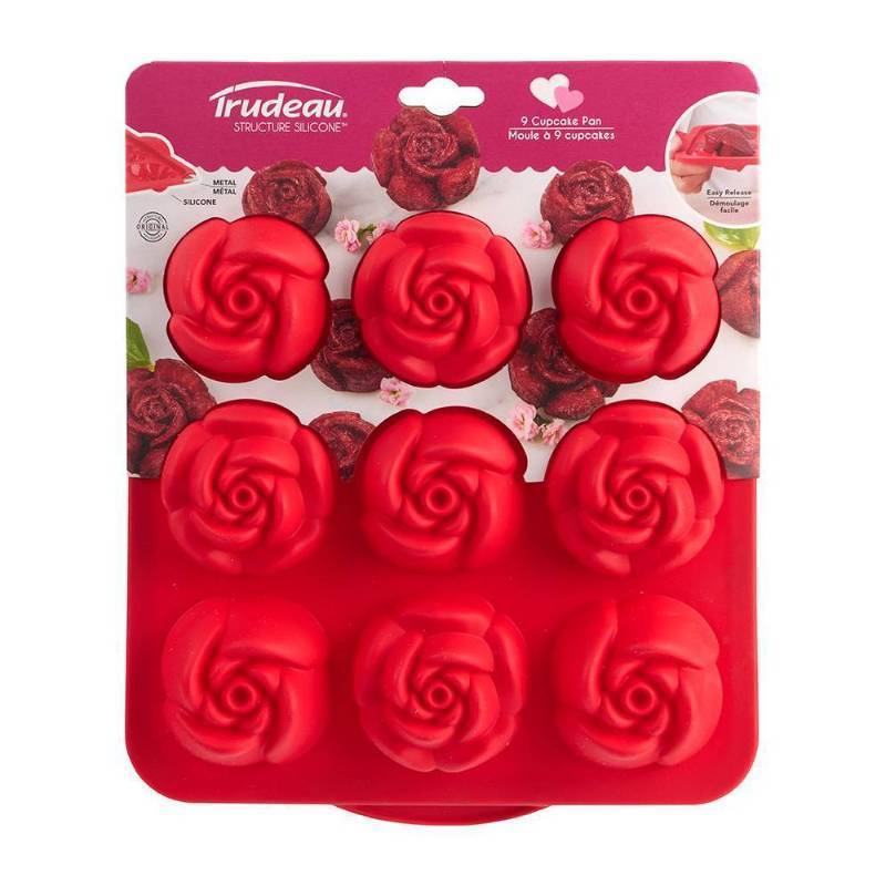 lot 38096 image: Trudeau 10.86 Valentine Rose Baking Pan Pink