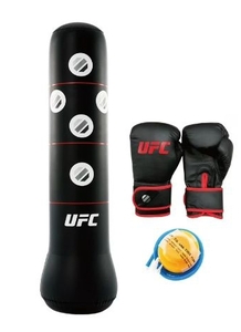 lot 36172 image: UFC Youth & Adult Inflatable Boxing Freestanding Punching Bag with Pump, 5 ft, Black ( gloves and air-pump not included)