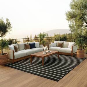lot 36176 image: Nourison Positano IndoorOutdoor Black Ivory 8  x 10  Area Rug (8x10) - Retail $166