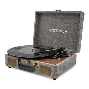 lot 36182 image: Victrola Venture Bluetooth Portable Mid-Century Modern Suitcase Record Player with 3-Speed Turntable & Built-in Speakers  Walnut  (NOT POWERING ON)- Retail $100