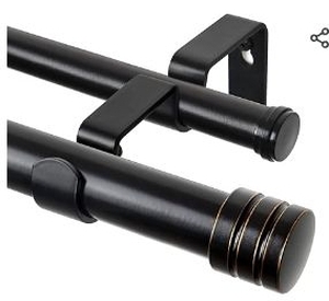lot 36195 image: TONIAL1 Inch Double Curtain Rods 72 to 144