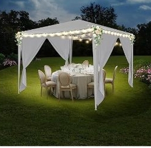 lot 36196 image: Outdoor Gazebo Canopy Wedding Party Tent Camping Shelter Commercial Instant Shelter Waterproof Tent with Removable Side Walls (10x10 Three Sides) - Retail $100