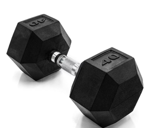 lot 36197 image: 40lbs Coated Hex Dumbbell with Contoured Handle
